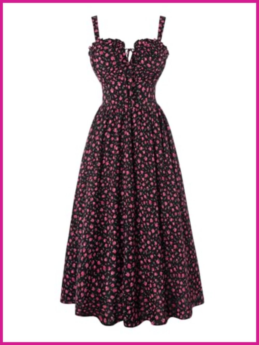 Floral Corset Maxi Dress Square Neck Ruched Bodice A-Line Midi Summer